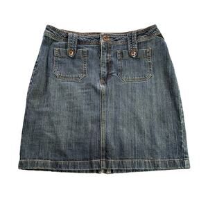 Lee Riders Copper Collection Skirt Womens 12 Dark Denim Mini Slit Y2K Preppy